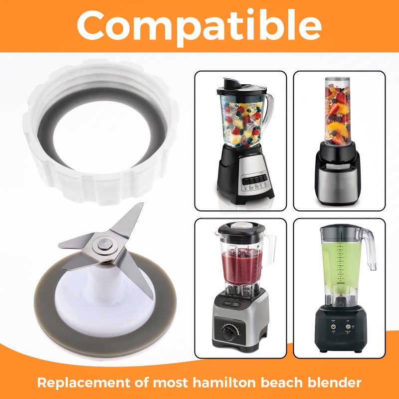 DRELD Replacement for Hamilton Beach Blender Blade with Blade Gasket Blender Jar Base Bottom Screw Cap and 2 Rubber O Ring Gasket Sealing Ring - Image 4